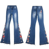 jean patte d'éléphant femme sur un cintre