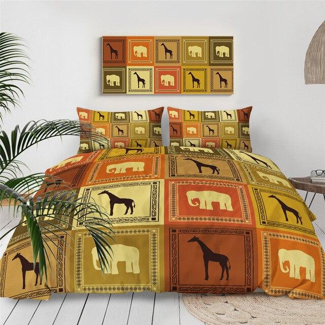 Parure De Lit 3D Thème Afrique - Housse De Couette 220x240 Cm + 2 Taies 65x65 Cm - Microfibre Douce