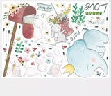 plaquette de Stickers Éléphant Lapin