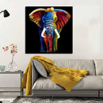 Peinture Éléphant au dessus d'un canapé
