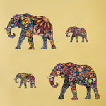 Stickers Éléphant Mandala sur un fond jaune