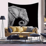 tenture elephant noir et blanc